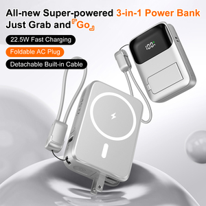 แบตสำรองพกพา 10000mAh 20000mAh พร้อมปลั๊ก AC <span class=keywords><strong>ชาร์จ</strong></span>ไฟ 5-in-1 สายชาร์จในตัว หน้าจอแสดงผลดิจิตอล สำหรับ <span class=keywords><strong>iPhone</strong></span> 17 16 15 - Product Image 4
