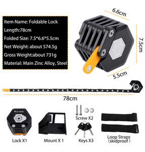 Candado Plegable Compacto <span class=keywords><strong>Antirrobo</strong></span> <span class=keywords><strong>para</strong></span> Bicicleta WEST BIKING, Candado Plegable de Acero de Aleación Resistente con Llave <span class=keywords><strong>para</strong></span> Bicicleta Eléctrica y Scooter - Product Image 3
