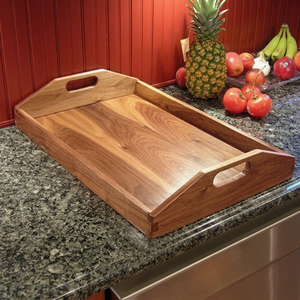 Plateaux de service en bois d'acacia véritable pour la décoration de la maison, plateau décoratif en bois artisanal, design rustique rond, emballage en une seule pièce - Product Image 1