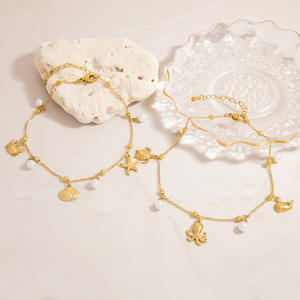 Stainless Steel Anklet Ocean Theme Crab <b>Shell</b> Pendant 18K Gold Plated Women's Jewelry Bohemian Style Foot <b>Ornament</b> - Product Image 1