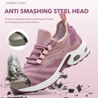 Baskets à bout en acier pour femmes, chaussures de sécurité à coussin d'air, chaussures de travail légères et confortables avec manchette plus douce