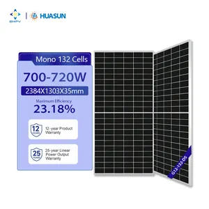 Huasun HS-210-B132DS paneles solares 1000 וואט bihjt לחתוך תא 700w 705w 710w 715w 720w חשמל פאנל סולארי