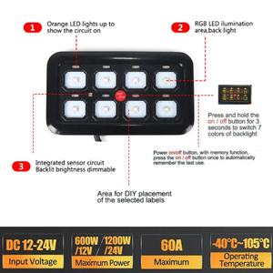 8 כנופיות אוניברסלי הוביל לוח מתג 12v אור on-off שליטה ממסר מערכת רזה רזה ממסר אלקטרוני מערכת עבור קרוואן הסירה suv - Product Image 4