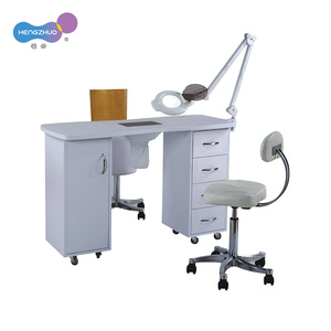 Ensemble table et chaise de manucure de luxe léger avec tiroirs, bureau à ongles en MDF, autres meubles de salon professionnels avec dépoussiéreur - Product Image 3