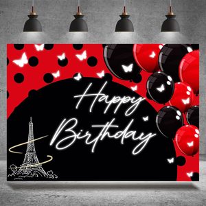 Fondo Fotográfico Personalizable de Alta Calidad con Diseño de Mariquita Roja y Negra, Fondo para Cumpleaños de Niña, <span class=keywords><strong>Banner</strong></span> para Mesa de Pastel, Decoración de Fiesta - Product Image 6