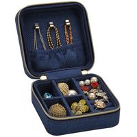 Boîtes de rangement pour bijoux, bagues et boucles d'oreilles en cuir PU doux au toucher, avec fentes, pour voyage, en carton recyclable, avec mousse floquée