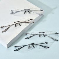 Gafas Borregls sin Montura de Titanio para Hombre, Diseño de Marca, Montura Cuadrada para Mujer, Gafas Ópticas Ultraligeras sin Marco, Act-fix