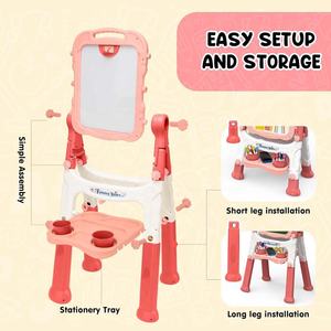 Регулируемая высота 360 градусов вращающийся стоячий двухсторонний мольберт доска для рисования игрушечный мел доска белая доска для рисования художественный мольберт набор - Product Image 6