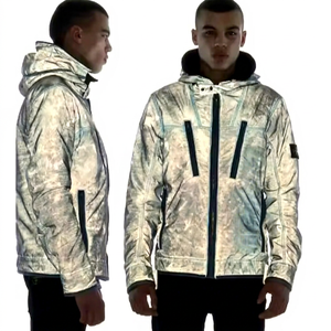 High Quality Customizable Reflective Plus Size High Street Stand Bomber <b>Jacket</b> <b>Men</b> Waterproof Polyester Fabric Reversible Satin - Product Image 1