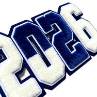 Écussons en chenille sur mesure 2026, grands numéros universitaires, badges brodés en tissu éponge pour vestes et sweats à capuche de style Letterman
