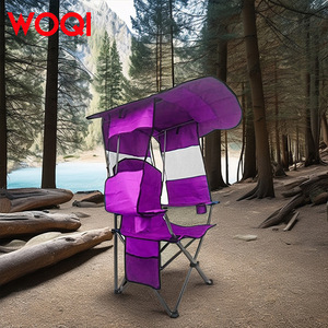 Silla de playa plegable Woqi para exteriores con portavasos y reposabrazos de poliéster, ligera y portátil para acampar y pescar - Product Image 1