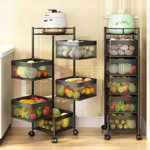 Estante giratorio de cocina cuadrado redondo de 5 capas, cesta giratoria, estante de almacenamiento de frutas y verduras, estante de almacenamiento de cocina plegable para suelo - Product Image 5