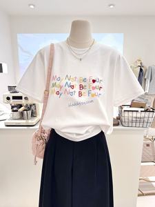 Camisa Holgada de Algodón Puro Lavable con Letras Bordadas en Color Vintage de Verano <span class=keywords><strong>para</strong></span> Chicas <span class=keywords><strong>Gorditas</strong></span> de Talla Grande 120.00kg, Rejuvenecedora - Product Image 6