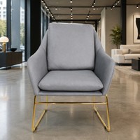 Fauteuil de lecture à accoudoirs le plus vendu, chaise de loisirs avec structure métallique, chaise individuelle en tissu pour salon, maison, hôtel, café