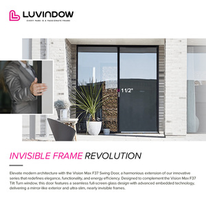 California Hogar moderno Marco de vidrio ultrafino Puerta abatible Puente roto Aluminio Bisagra invisible Aislamiento - Product Image 5