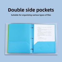 BoYing ZY3890 Dossier de présentation écologique en PP opaque/translucide à 3 trous et deux poches, avec logo personnalisé, cadeau d'entreprise, pour documents