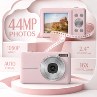 Cámara Digital 1080P FHD CCD 44MP con Zoom 16X, Resistente al Agua, Batería Recargable, Cámara Compacta para Vlogging para Niños, Estudiantes y Principiantes