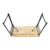 Ensemble de table à manger pliante en bois de style ferme moderne |   Cadre en fer léger et durable, plus de 10 tailles personnalisées pour une utilisation en extérieur et en restauration