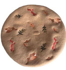 หมวกเบเร่ต์ขนสัตว์แท้ปักลายกระต่ายกระรอกสไตล์ยุโรปอเมริกาแฟชั่นทันสมัยสำหรับผู้หญิงฤดูใบไม้ร่วงฤดูหนาว - Product Image 2