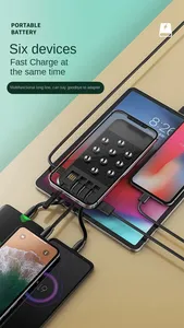 Mặt hàng bán chạy nhất ngân hàng điện độc đáo 8000 mAh 10000 mAh 20000 mAh với bộ sạc không dây bốn cổng đầu ra điện thoại chủ dây buộc - Product Image 6