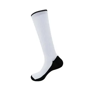 Custom women mens terry calf white sublimation blank compression socks