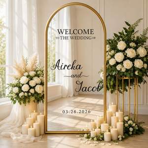 DIY Wedding <b>Mirror</b> Decal Custom Vinyl <b>Sticker</b> with Personalized Names & Dates Waterproof & Removable Wedding Entrance Decor - Product Image 1