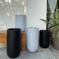 Pot de fleurs contemporain en ciment, haut, rond, grand, avec trou de drainage, pour l'intérieur et l'extérieur, décoration de jardin et de maison