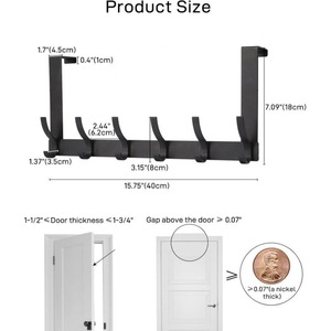 Door <b>hooks</b>, bathroom door towel rack with 12 coat <b>hooks</b>, wall-mounted coat <b>hooks</b> and hangers. - Product Image 2