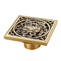 Grille de drain de sol rectangulaire en laiton de 4 pouces, style antique européen, anti-odeur, pour salle de bain, douche, hôtels