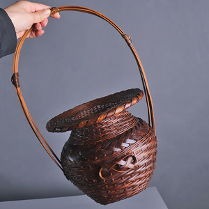 Handmade Bamboo Woven Flower Vase Portable Chinese Style Home Decoration Zen Inspired Craft Basket ZHY-HQ02 - Product Image 4