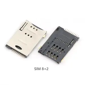 Connecteur de carte sim 8 + 2 broches support smd 10 broches connecteurs de prise de carte sim