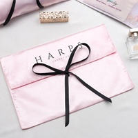 Pochette de Rangement en Satin Rose Imprimée Logo Personnalisé pour Extensions Capillaires, Cosmétiques, Soie de Luxe, Emballage Cadeau, Perruques et Anti-Poussière