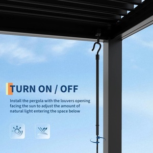 Pérgola Inteligente de Aluminio con Control por Aplicación, Sistema de <span class=keywords><strong>Techo</strong></span> Bioclimático Impermeable con Luces LED, <span class=keywords><strong>3x4</strong></span>, 4x4, 5x3, 6x4m, Fácil de Montar - Product Image 4