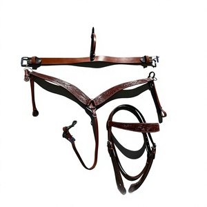 Ensemble de têtière, plastron et collier en cuir western marron de qualité supérieure ADEEFA, toutes tailles, équipement équestre de haute qualité, prix de gros - Product Image 1