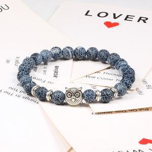 Pulsera de búho con cuentas de turquesa volcánica, pulsera de regalo creativa para hombres y mujeres - Product Image 2