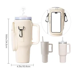 Verstellbare Riemen-Wasserflaschen-Tasche langlebiger Neopren-Kühler für Stanley-Becher mit Reißverschluss Tasche Wasserspender-Hülse