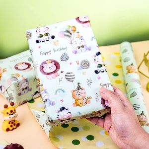 Yarcony Baby Animal Wrapping Paper 46.8 Sq Ft Reversible Watercolor Safari Design For Baby Shower Birthday Gift Wrap - Product Image 5