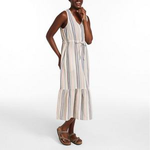 Nuevo Vestido Midi de Gasa con Rayas para Mujer, Ligero, Transpirable, Holgado, Informal, para la Playa - Product Image 1