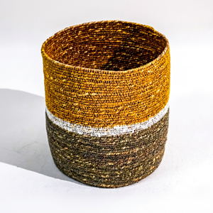 Panier en jonc de mer tressé blanc H21 L20 cm, fait main, écologique, pour rangement alimentaire, décoration maison et salon - Product Image 1