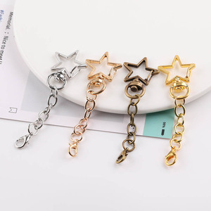 Llavero de cadena de estrellas con gancho metálico, accesorios DIY para bolsos, aleación de zinc chapada, mezcla de colores aleatorios: oro blanco, oro KC, bronce antiguo - Product Image 3
