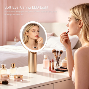 <span class=keywords><strong>Miroir</strong></span> de maquillage LED à 3 couleurs avec luminosité réglable, support doré, angle réglable, <span class=keywords><strong>miroir</strong></span> cosmétique rechargeable - Product Image 2