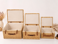 Panier-cadeau en osier tressé à la main de luxe JY S3 avec couvercle, panier personnalisé avec logo pour l'emballage de bouteilles et les cadeaux d'entreprise