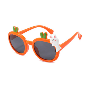 <b>Cute</b> Cartoon Design Light Weight Kids <b>Sunglasses</b> Girls Boys Strap Polarized UV Protection Flexible TPEE Full Rim Oval - Product Image 1