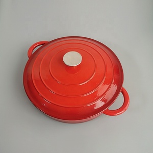 Poêle à rôtir <span class=keywords><strong>en</strong></span> céramique émaillée, Casserole peu profonde ronde <span class=keywords><strong>en</strong></span> <span class=keywords><strong>fonte</strong></span> avec couvercle - Product Image 2