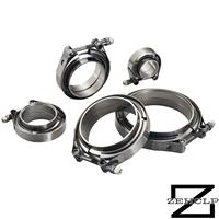 Kit de collier de serrage double en acier inoxydable 304 poli miroir OEM pour tuyau de descente d'échappement turbo 3,0 pouces, robuste, avec boulon en T, garantie 3 ans