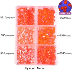 Chất Lượng Cao Neon Màu Sắc Phẳng Trở Lại Thủy Tinh Thạch Không Hotfix Thạch Móng Tay Pha Lê Trong Kho - Product Image 2