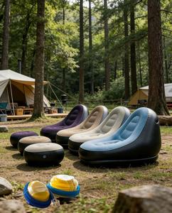 Portable Plush <b>Inflatable</b> Air <b>Sofa</b> Modern Foldable Camping Lounger Waterproof Blow up Couch for Outdoor & Indoor Beach Hiking - Product Image 4