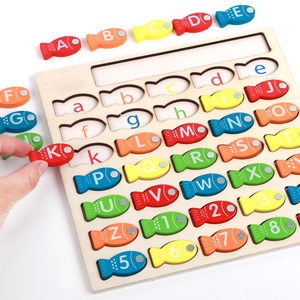 Ensemble de jouets éducatifs en bois pour la pêche à l'alphabet et aux chiffres, avec tiges magnétiques, pour le développement de la motricité fine des tout-petits et des enfants - Product Image 3