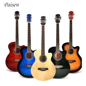 Paisen acústica guitarra de madera maciza azul barato 41 pulgadas Basswood alumno mate instrumento sin marillas - Product Image 1