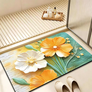 Tappetino da Bagno Moderno in Stile Floreale in Diatomite, Antiscivolo e ad Asciugatura Rapida, per Casa e Hotel, Tappeto Assorbente e Lavabile per Doccia e Bagno - Product Image 5